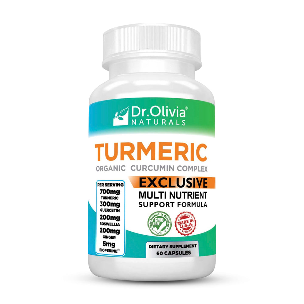 Bottle of Dr. Olivia Naturals Organic Turmeric Complex 60 capsules