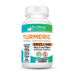 Bottle of Dr. Olivia Naturals Organic Turmeric Complex 60 capsules