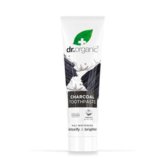 Side view of Dr Organic Extra Whitening Charcoal Toothpaste 100ml tube