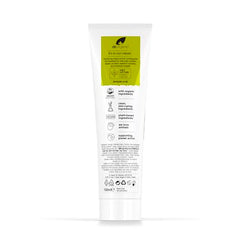 Label showing lemon-mint flavor on toothpaste