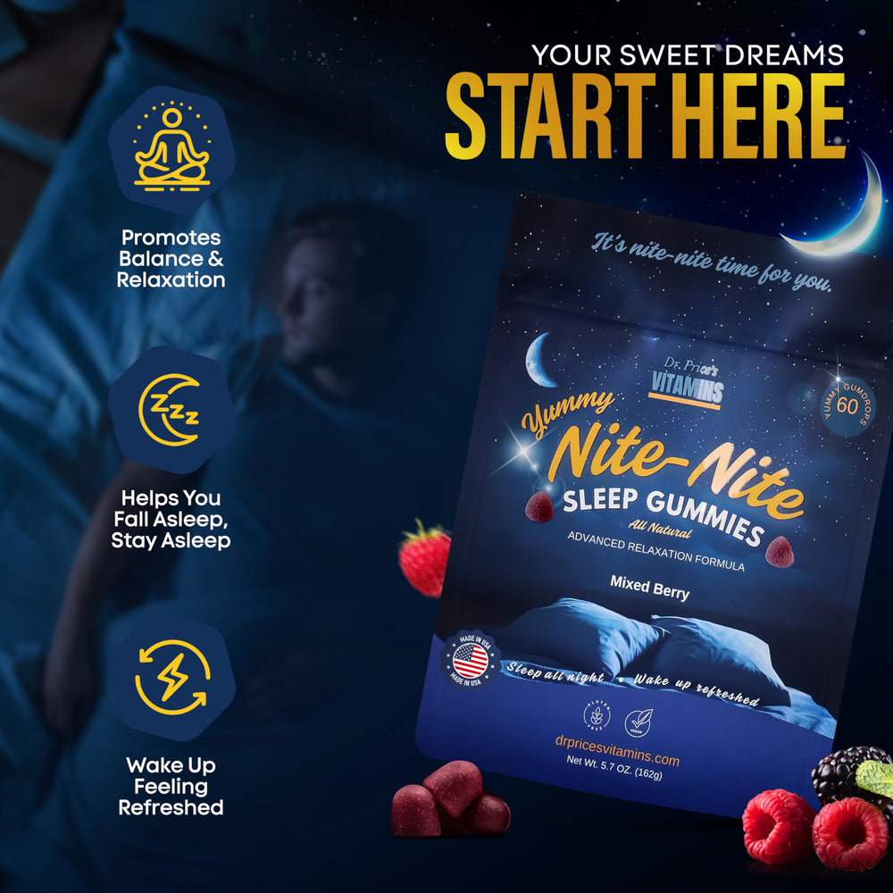 Dr. Price Sleep Gummies Berry flavor 60-count bottle (side view)