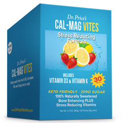 Front view of Dr. Price's Cal-Mag Vites 30-packet packaging