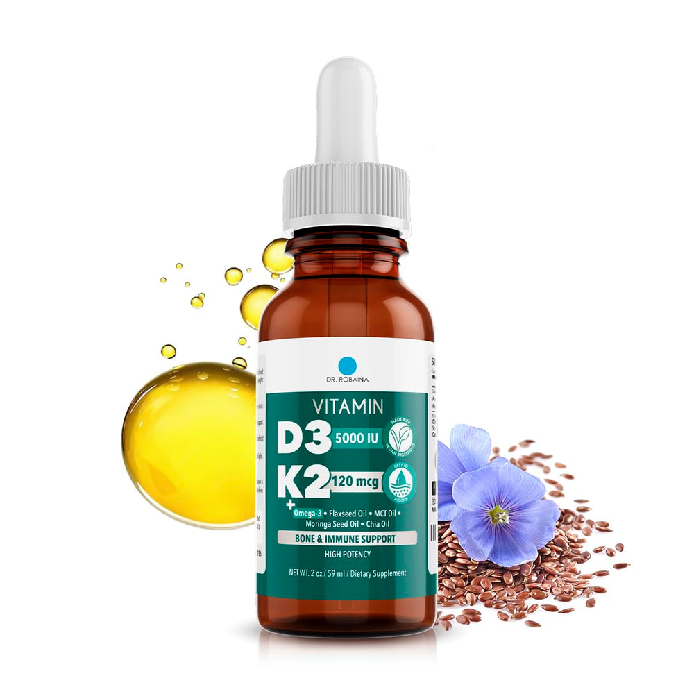 Dr. Robaina D3 + K2 drops bottle with label