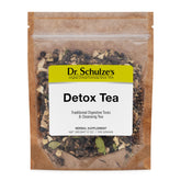 Dr. Schulze’s Detox Tea pack shot showcasing a natural blend for digestive support.