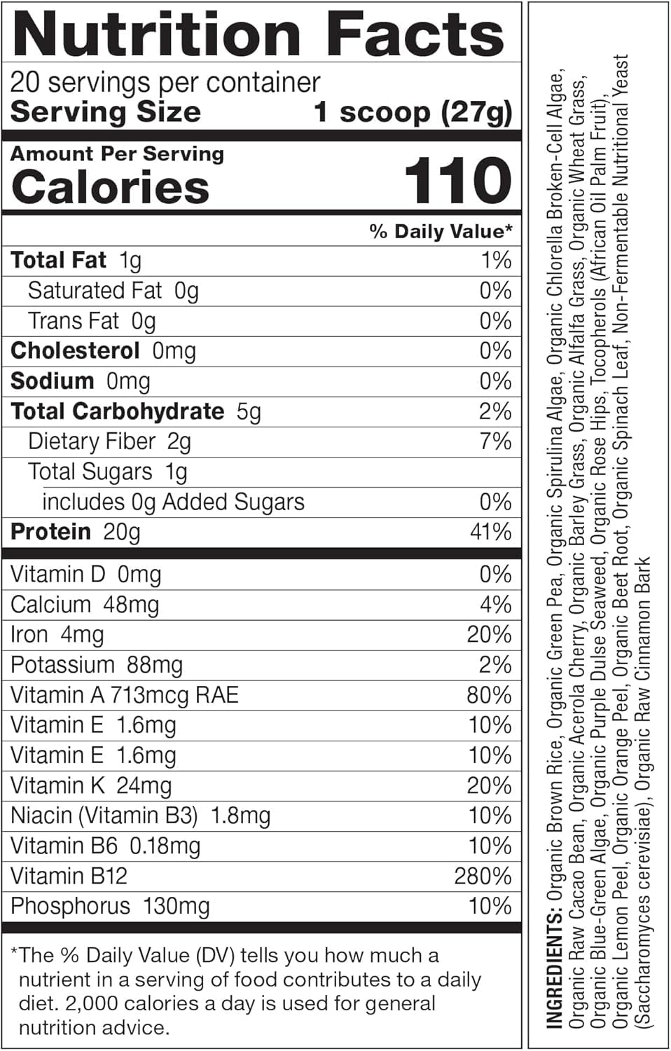 Back label and nutrition information for Dr. Schulze's SuperProtein Plus 19 oz