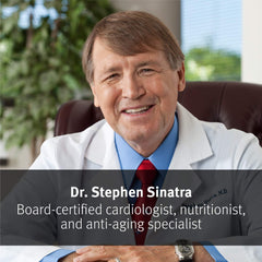 Dr. Sinatra CoQ10 100mg close-up emphasizing antioxidant support and cellular energy.