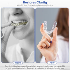 Tablets for retainers, aligners, dentures, and night guards