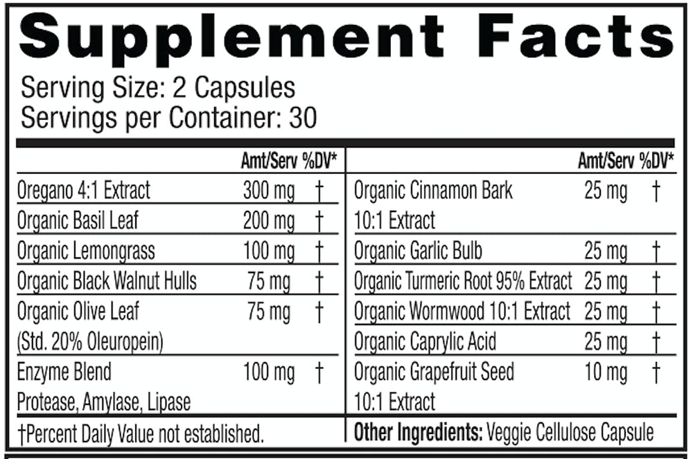 Front view of Dr. Tennant's Fungal Detox capsules