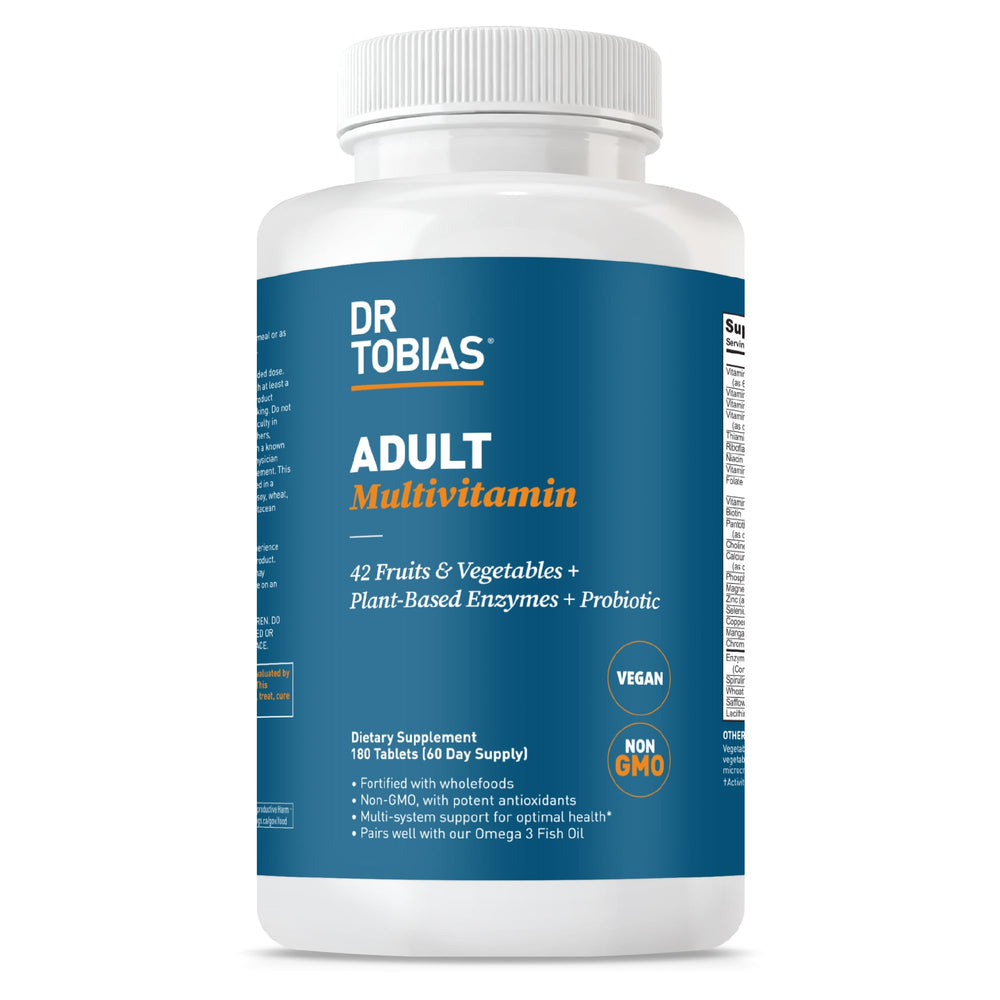 Bottle of Dr. Tobias Adult Multivitamin with 180 tablets.