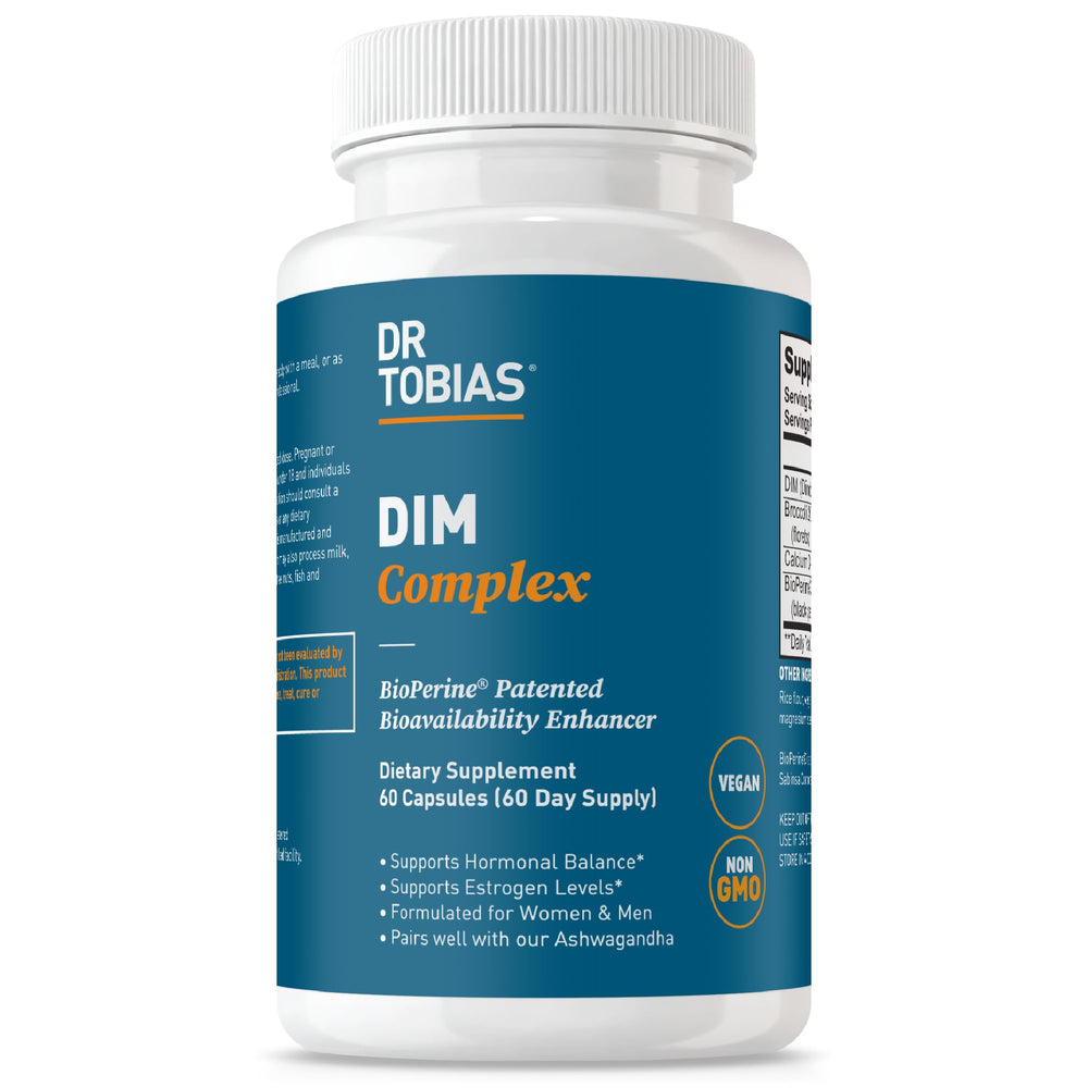 Dr. Tobias DIM Complex bottle with 60 vegan capsules and BioPerine