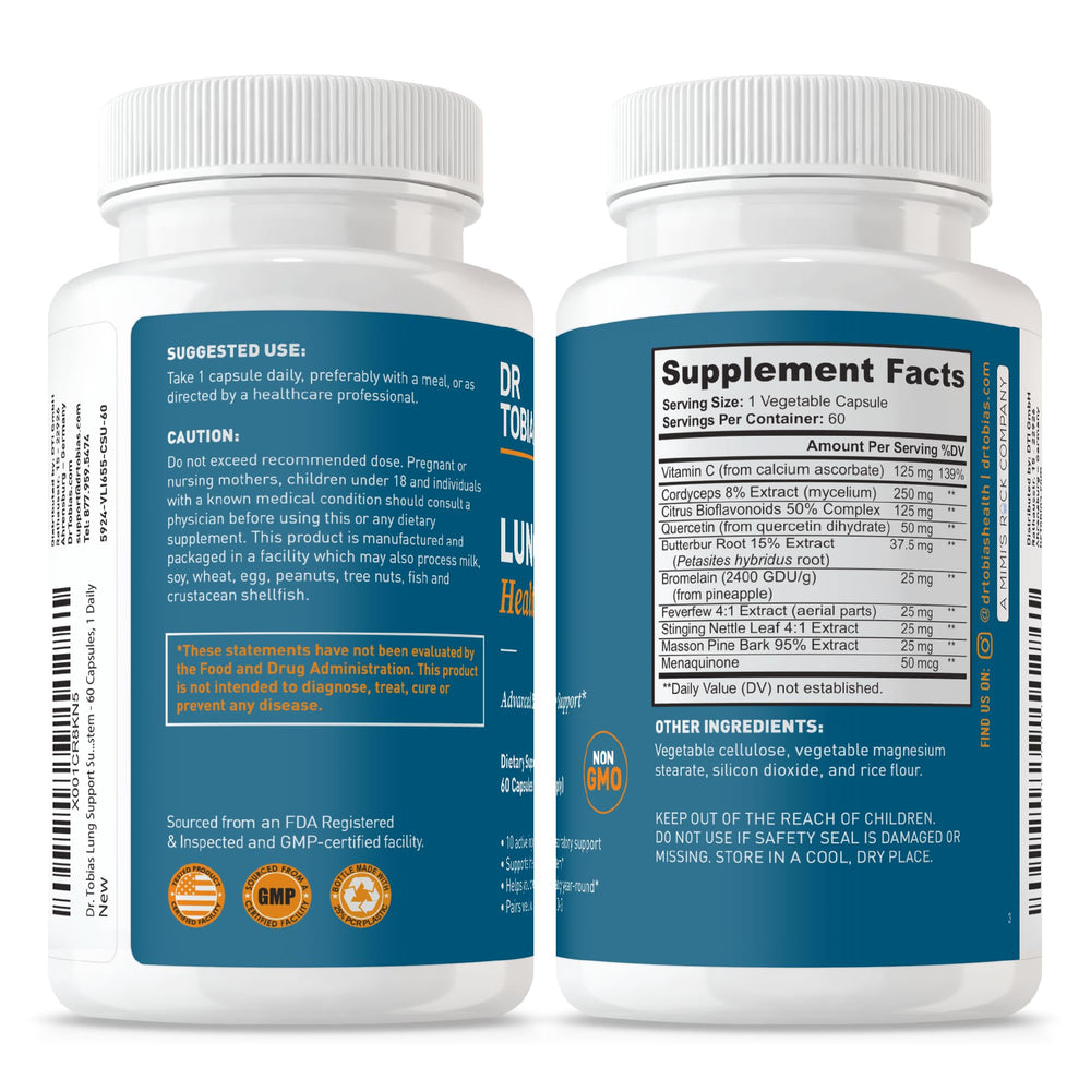 60 capsules bottle with nutritional information panel