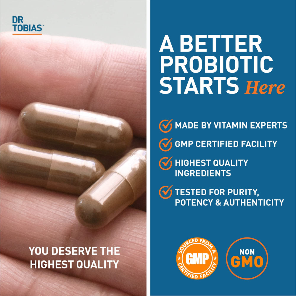GMP certification badge for Dr. Tobias Probiotics