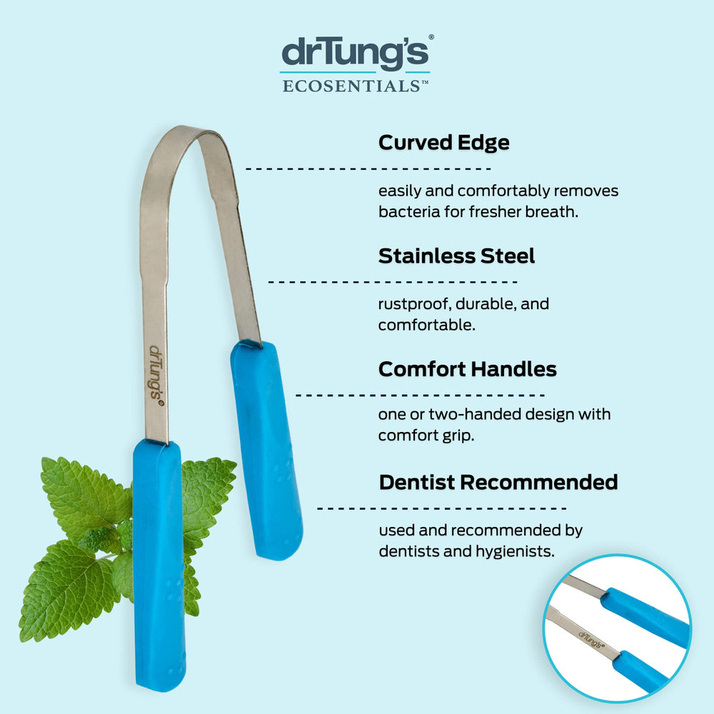 Close-up of the comfortable grip handle on Dr. Tung's tongue cleaner