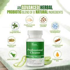 Herbal ingredients and fiber imagery representing gut cleanse detox