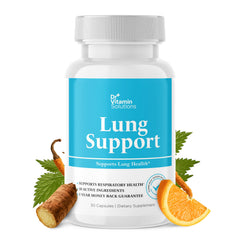 Front view of DR VITAMIN SOLUTIONS Lung Detox bottle with 30 vegan capsules