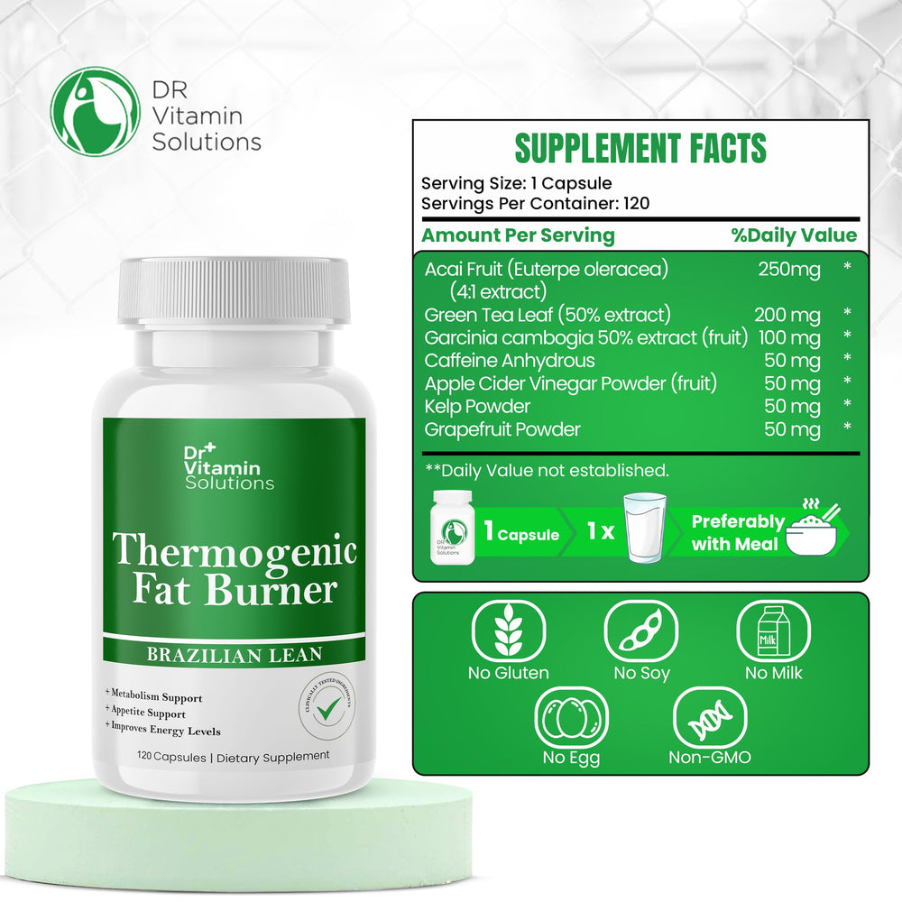 Close-up of DR VITAMIN SOLUTIONS Thermogenic Fat Burner label