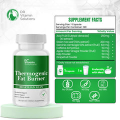 Close-up of DR VITAMIN SOLUTIONS Thermogenic Fat Burner label