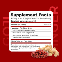 Dr. Zisman ZT Slimming Tea goji-ginger sachet close-up suggests easy daily ritual.