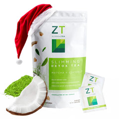 Dr. Zisman ZT Slimming Tea pack shot highlights antioxidant-rich matcha goodness for daily wellness.