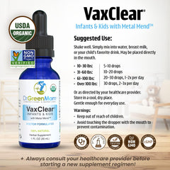 Herbal ingredients used in VaxClear: chlorella, cilantro, parsley