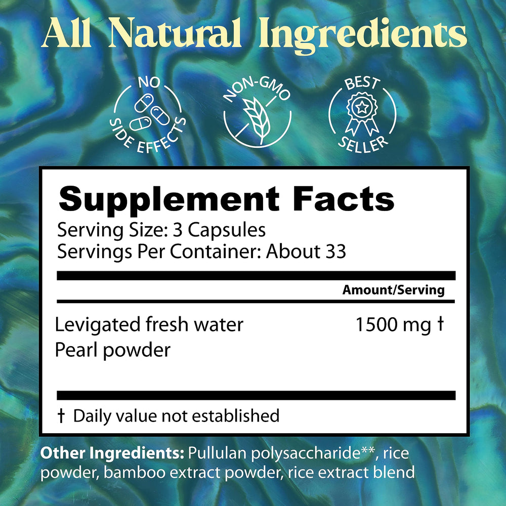 Pearl powder loose form next to capsules
