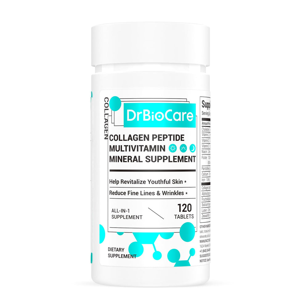 DrBioCare Collagen Peptides for Women bottle with 120 tablets - Made in USA