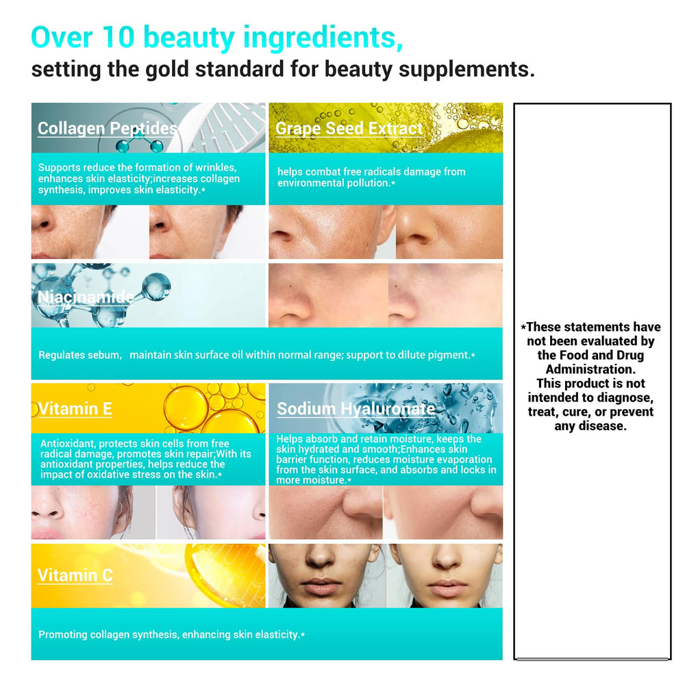 Close-up of ingredients: Grape Seed Extract, Niacinamide, Vitamin E