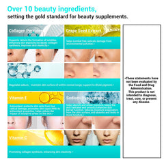 Close-up of collagen peptides supplement with healthy skin concept