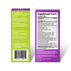 DrBioCare bottle label close-up highlights prune flavor and detox support