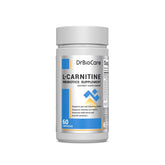 DrBioCare L-Carnitine Probiotics bottle showcases daily supplement for gut and focus support.