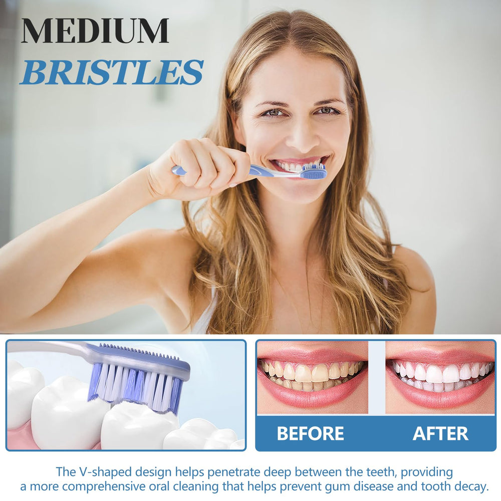 Close-up of the medium bristle toothbrush head