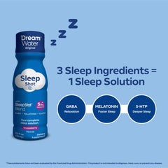 Dream Water Snoozeberry sleep shot 2.5 oz back label