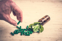 Close-up of mood support capsules