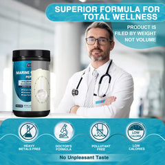 Scooping collagen powder into a beverage