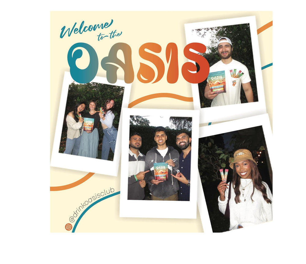 Drink Oasis bottle pouring powder into water for easy use.