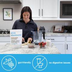 Drink Wholesome Chocolate Collagen Powder ingredients highlight dairy-free and additive-free formula