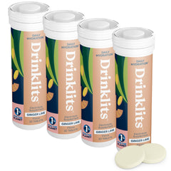 Drinklits Ginger-Lime tube packaging shows portable hydration on the go.