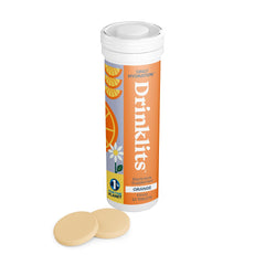 Drinklits orange tablet-tube with 10 electrolyte tablets for daily hydration