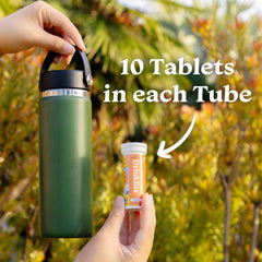 Close-up of an Orange Drinklits electrolyte tablet tube