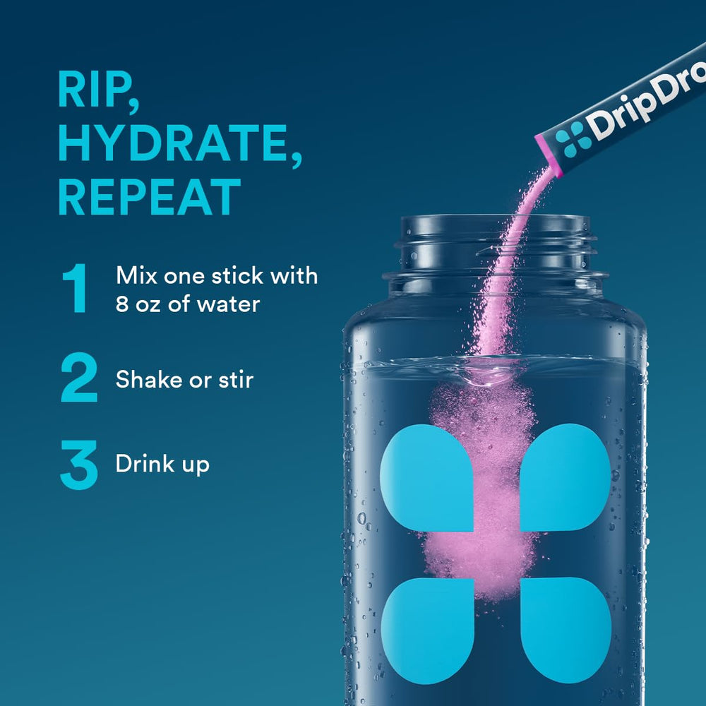Nutritional panel and ingredients for DripDrop hydration powder