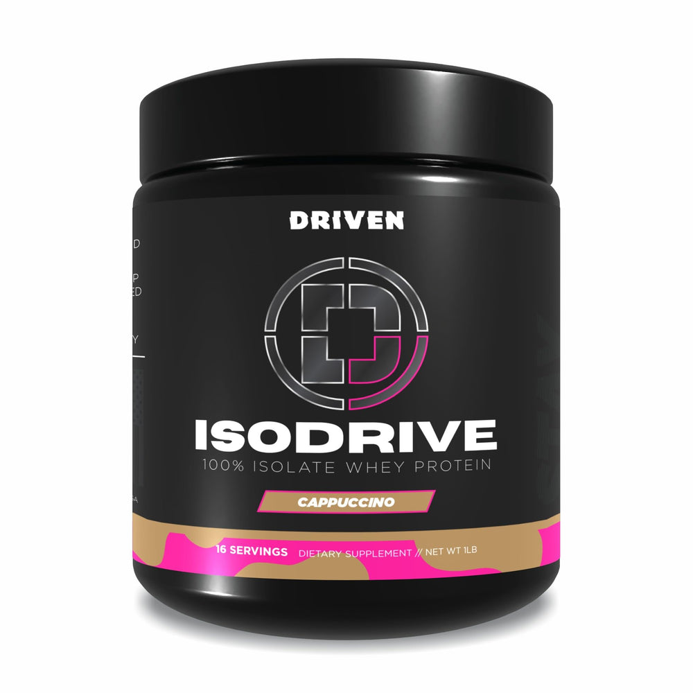 Driven Nutrition ISODRIVE Premium Whey Isolate 1lb Cappuccino bottle