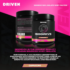 ISODRIVE Premium Whey Isolate Cappuccino label