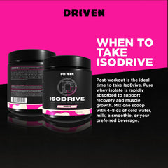 Driven Nutrition ISODRIVE vanilla protein smoothie in a glass.