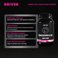Driven Nutrition IsoDrive Vanilla shake glass shows smooth mixability
