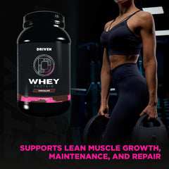 Driven Nutrition whey with added BCAAs supports recovery and daily protein intake