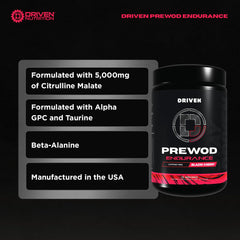 Scoop of Driven PREWOD caffeine-free powder ready to mix in water