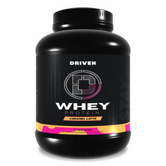 Driven Whey 5lb Caramel Latte canister for post-workout protein