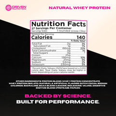 Driven WHEY-bcaas-boost-label emphasizes complete amino acid profile for protein synthesis potential.