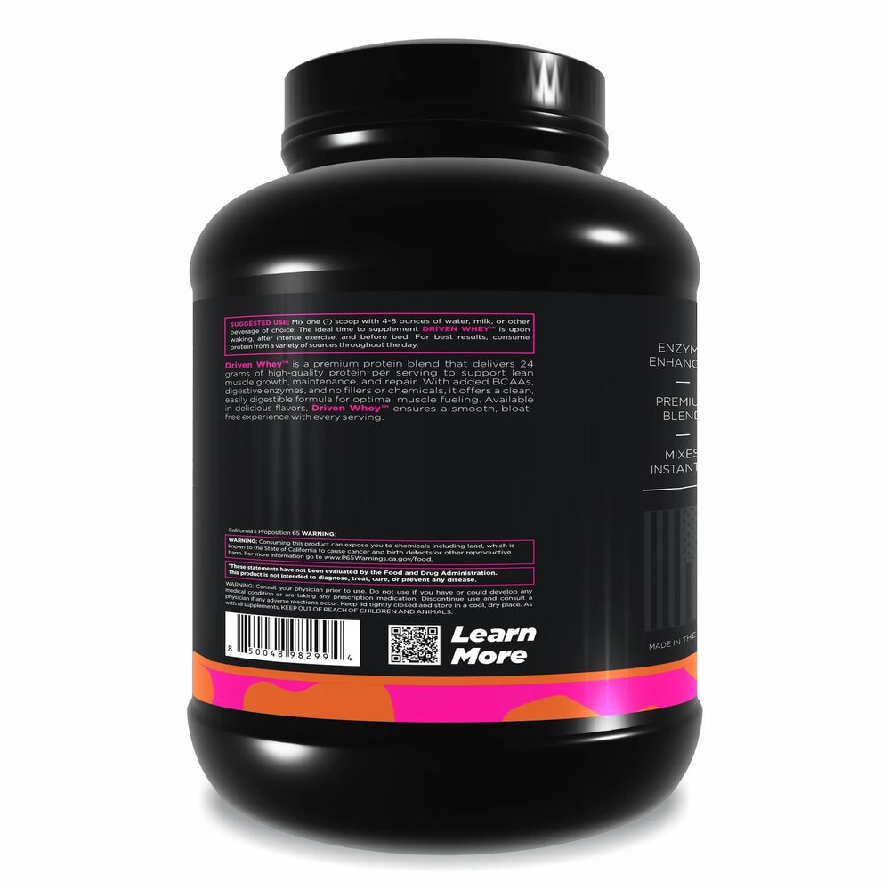 Driven WHEY Cinnamon Roll flavor close-up emphasizes tasty, protein-rich snack option