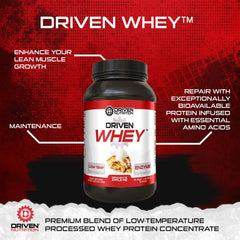 Driven WHEY banana pie pouring demonstrates smooth mixability for quick shakes.